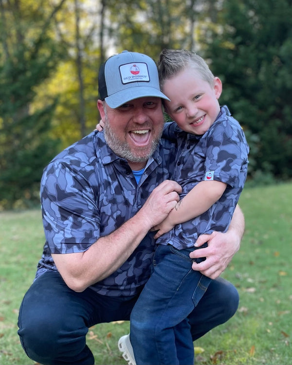 Youth Black Camo - RED BOBBER Golf Shirt 90% Polyester+10% Spandex