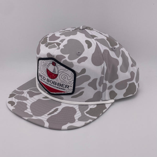 Topo Red Bobber Gramps Cap | Blizzard Duck Camo